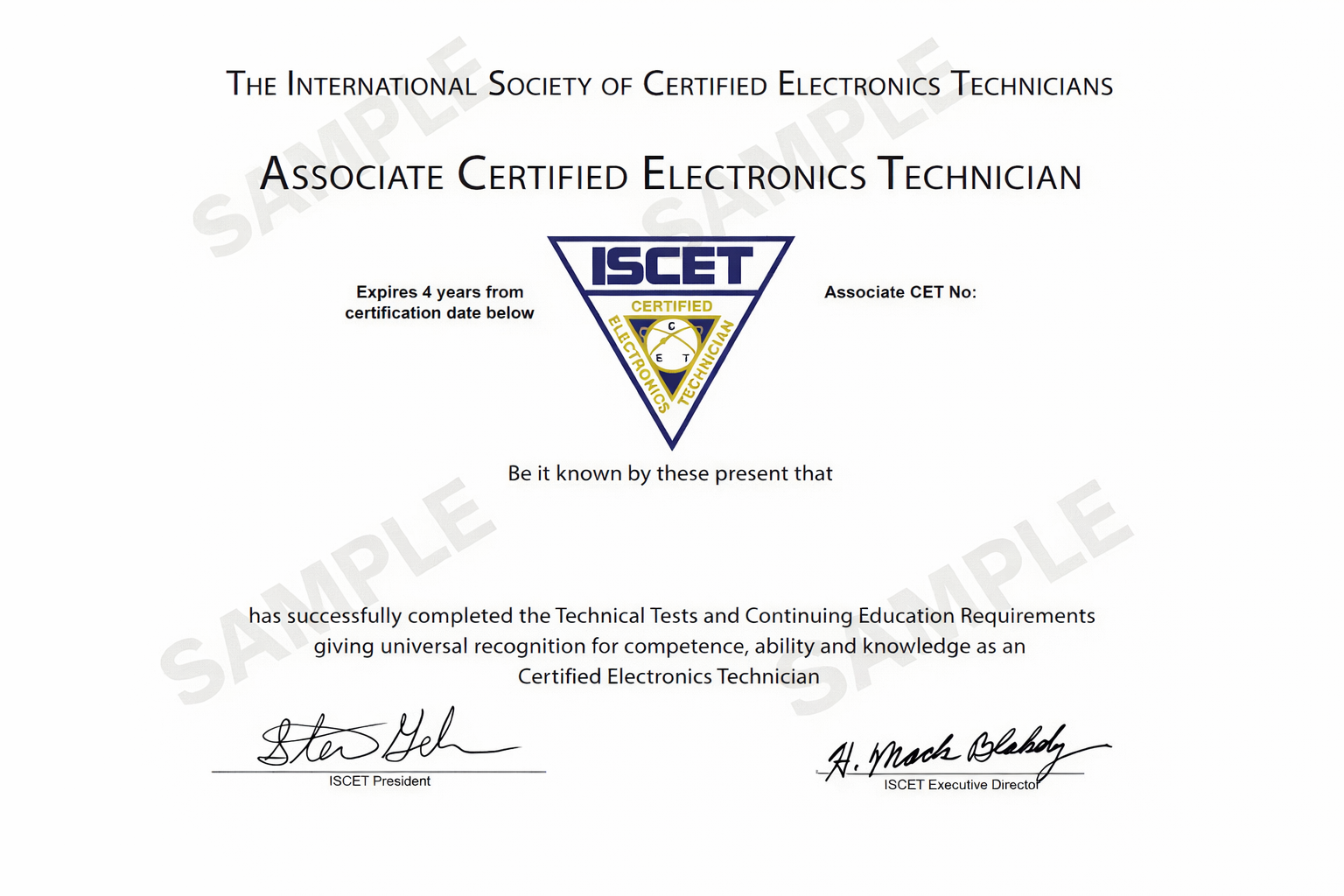 CET Certificate